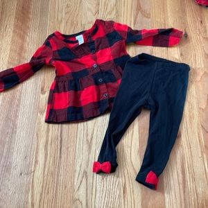 Buffalo plaid girls 2 piece outfit